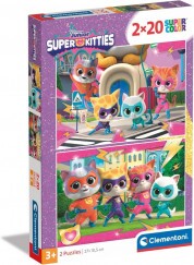 Clementoni Puzzle 2X20 db-os Supercolor - Super Kitties